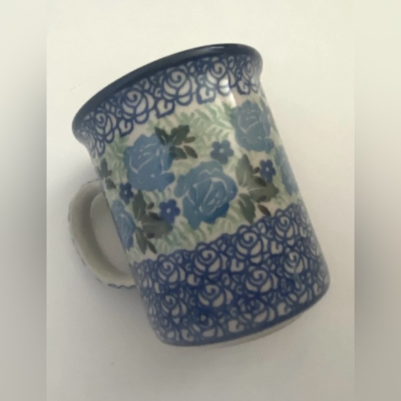 Blue Rose Signed Polish Pottery Spring Blossom 8-10oz  Coffee/Tea Mug - Picture 2 of 9